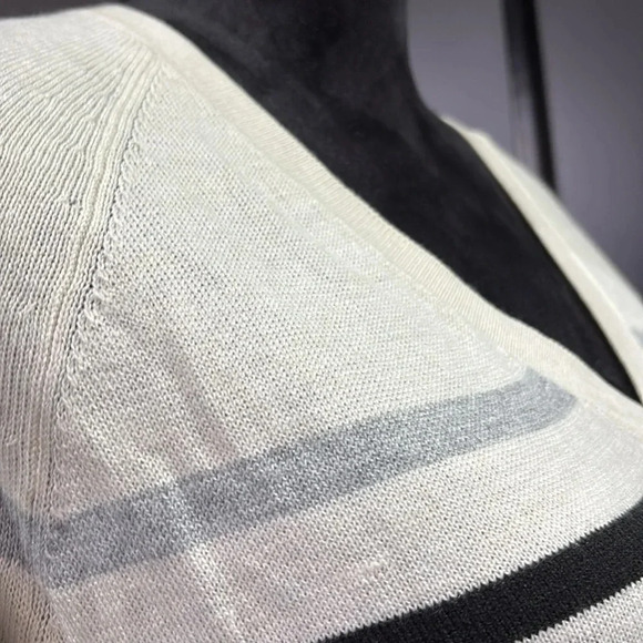 LOFT Knit V-neck,pullover,horizontal thin stripe sweater,super soft,multi color - Picture 5 of 10